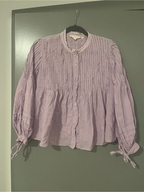 Forever that Girl Lavender Button-Front Pintuck Blouse Size 4